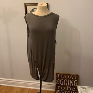 2/$40 FEMME XL, Sleeveless Tie Front Long Slim Top